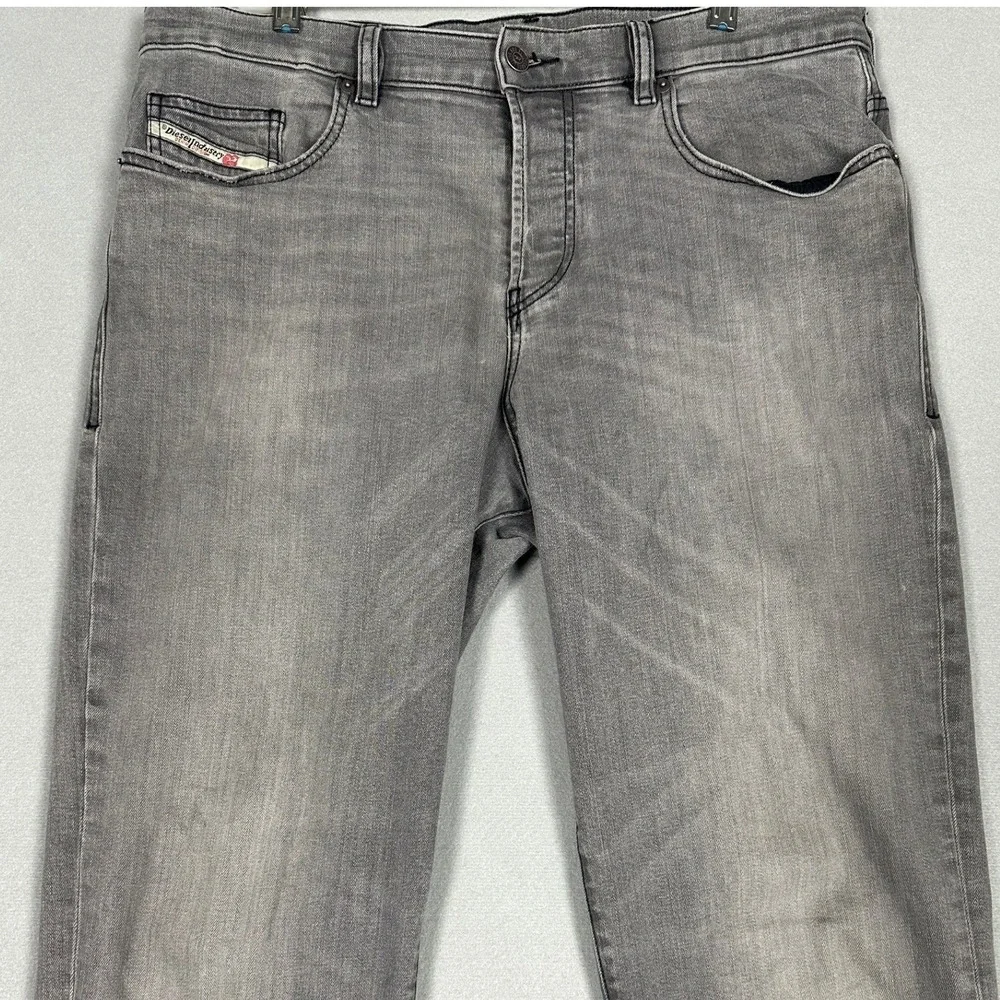 Diesel 2020 D-Viker OGDAP Jeans Men 34X32 Grey Straight Distressed Stretch Denim